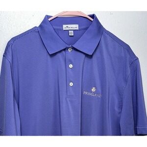 Peter Millar Summer Comfort Polo‎ Golf  Mens Large Purple Striped Performance